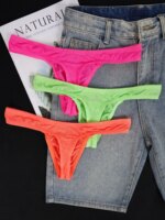 Tanga Moldeadora de Cuerpo para Hombre, Mezcla de Nailon de Alta Elasticidad, Bolsa Convexa, Cintura Baja, Color Fluorescente, Ropa Interior Brillante a la Moda - Imagen 5