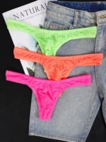 Tanga Moldeadora de Cuerpo para Hombre, Mezcla de Nailon de Alta Elasticidad, Bolsa Convexa, Cintura Baja, Color Fluorescente, Ropa Interior Brillante a la Moda - Imagen 4