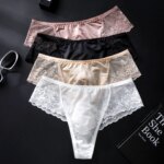Paquete de 4 Tangas Sexys de Cintura Baja para Hombre con Bolsa de Contorno 3D, Encaje, Alta Elasticidad, Tallas Grandes Disponibles en Ropa Interior Masculina - Imagen 3