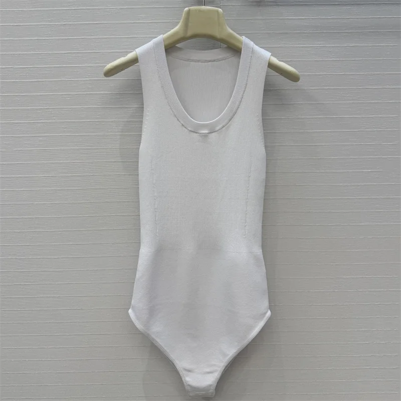 Body de mujer, nuevo top elástico de punto ajustado sin mangas para verano 2026, camiseta de mujer con cuello redondo, corsé informal para mujer