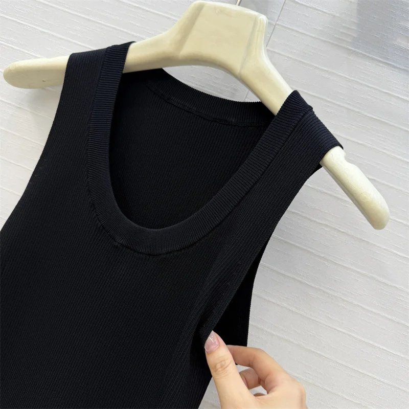 Body de mujer, nuevo top elástico de punto ajustado sin mangas para verano 2026, camiseta de mujer con cuello redondo, corsé informal para mujer