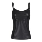 Camisola para mujer, chaleco con tirantes finos, espalda descubierta de metal, estilo europeo, color puro, longitud regular, ... - Imagen 2