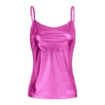 Camisola para mujer, chaleco con tirantes finos, espalda descubierta de metal, estilo europeo, color puro, longitud regular, ... - Imagen 4