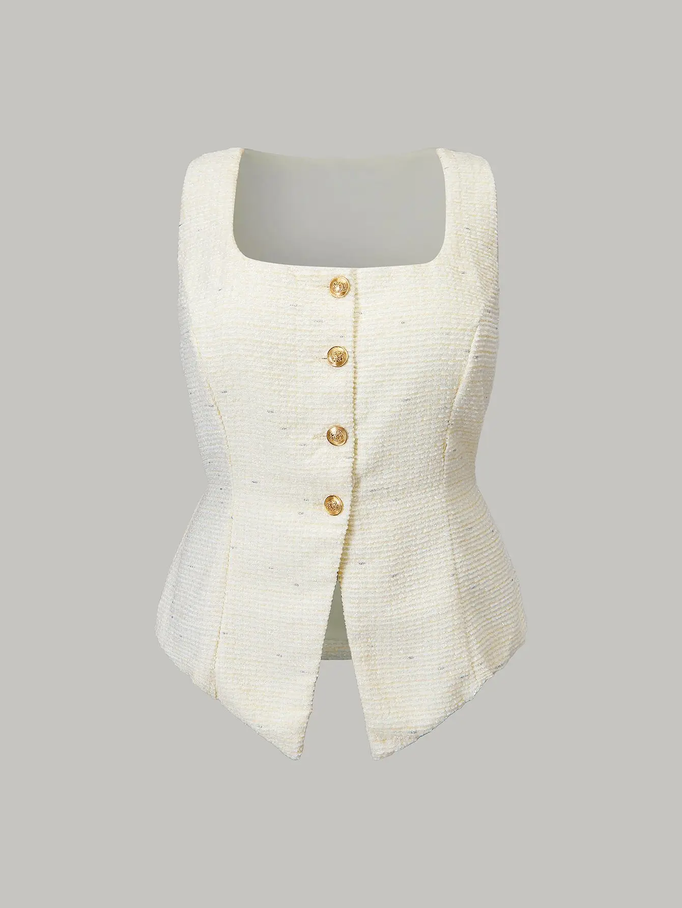 Chaleco de punto para mujer, ideal para el verano, sin mangas, con botones dorados, cuello cuadrado, elegante, cómodo, para uso diario, modelo 2026.