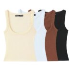 Camiseta sin Mangas de Color Puro, Estilo ZR, Versátil, Moda para el Trabajo, Ropa de Mujer, Verano 2026, Tela de Poliéster - Imagen 5