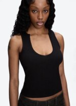 Jersey con cuello en V y diseño con flecos, corte ajustado y mangas cortas - Imagen 5