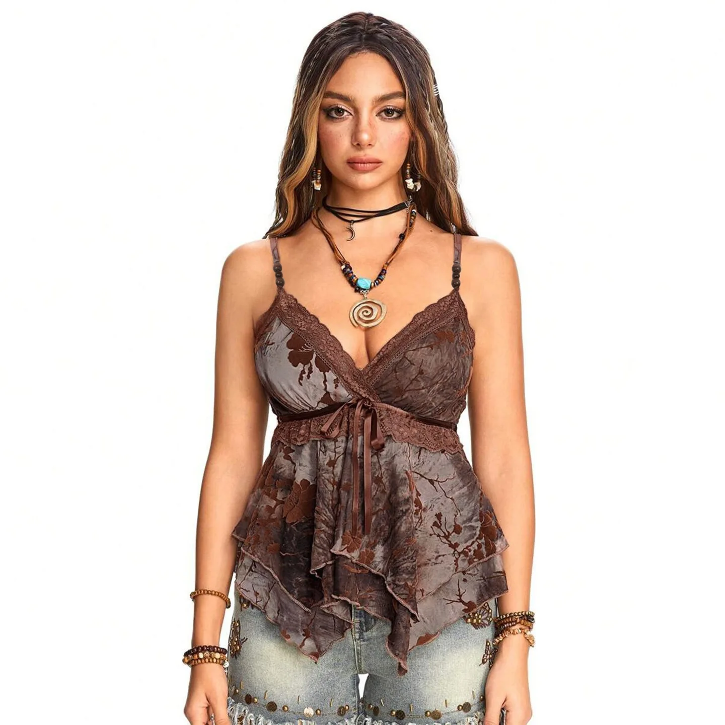 Blusa con escote en V y sin mangas