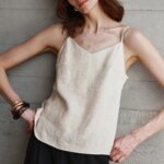 Tops de lino 100% de verano para mujer, Tops con tirantes ajustables y cuello en V sin mangas, Top corto blanco nuevo informal, ropa de calle básica a la moda, camisola