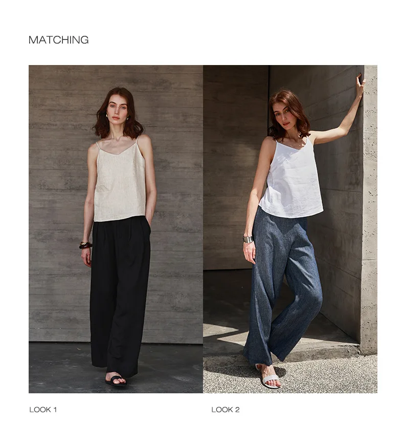 Tops de lino 100% de verano para mujer, Tops con tirantes ajustables y cuello en V sin mangas, Top corto blanco nuevo informal, ropa de calle básica a la moda, camisola