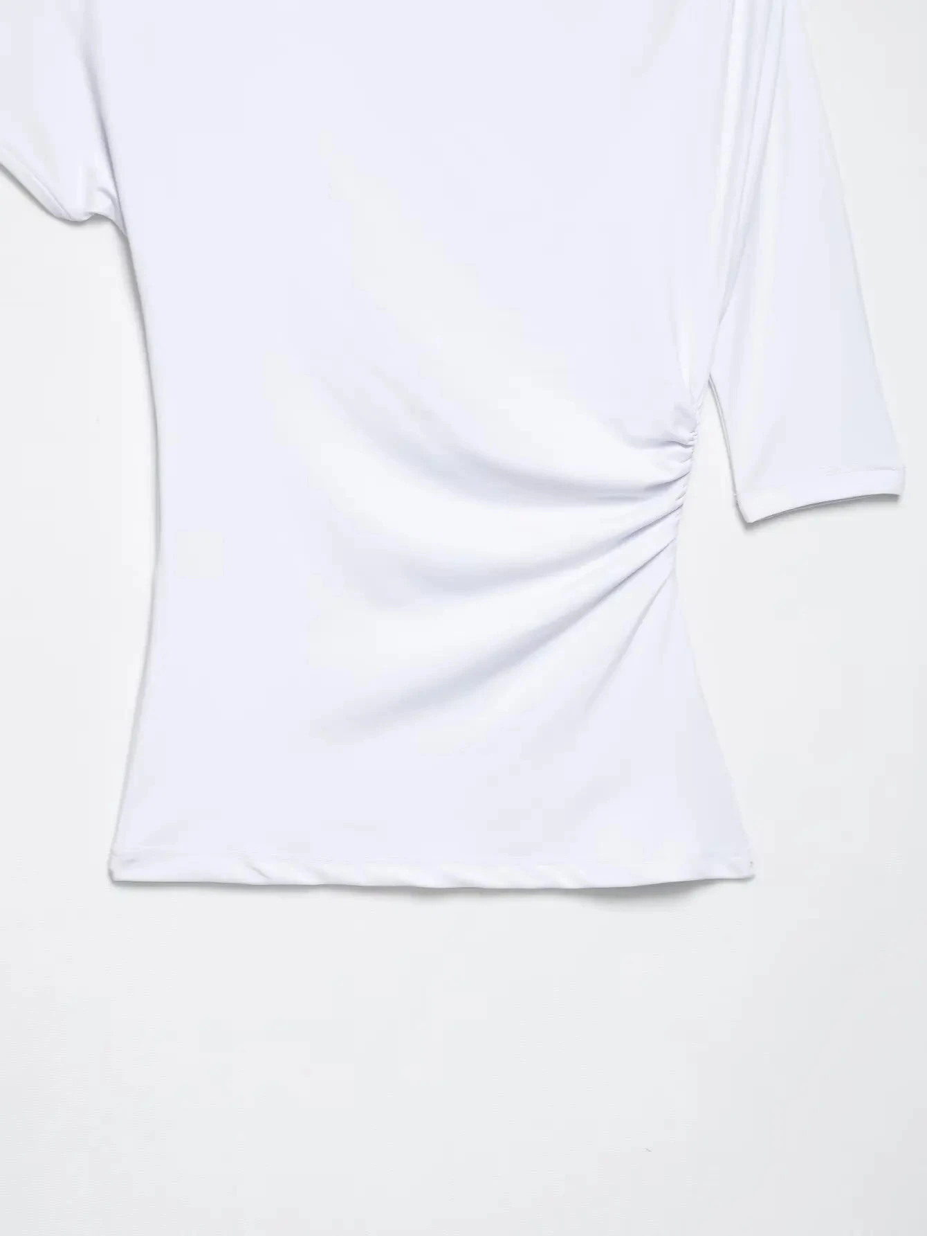 HH 2025-Chaleco arrugado asimétrico para mujer, camiseta Sexy con cuello ajustado y un hombro, ropa de calle