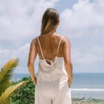 Camisetas sin mangas azules de lino 100% para mujer, chaleco Sexy con cordones y espalda descubierta sin mangas para verano, moda elegante para vacaciones, playa, calle alta, oficina - Imagen 3