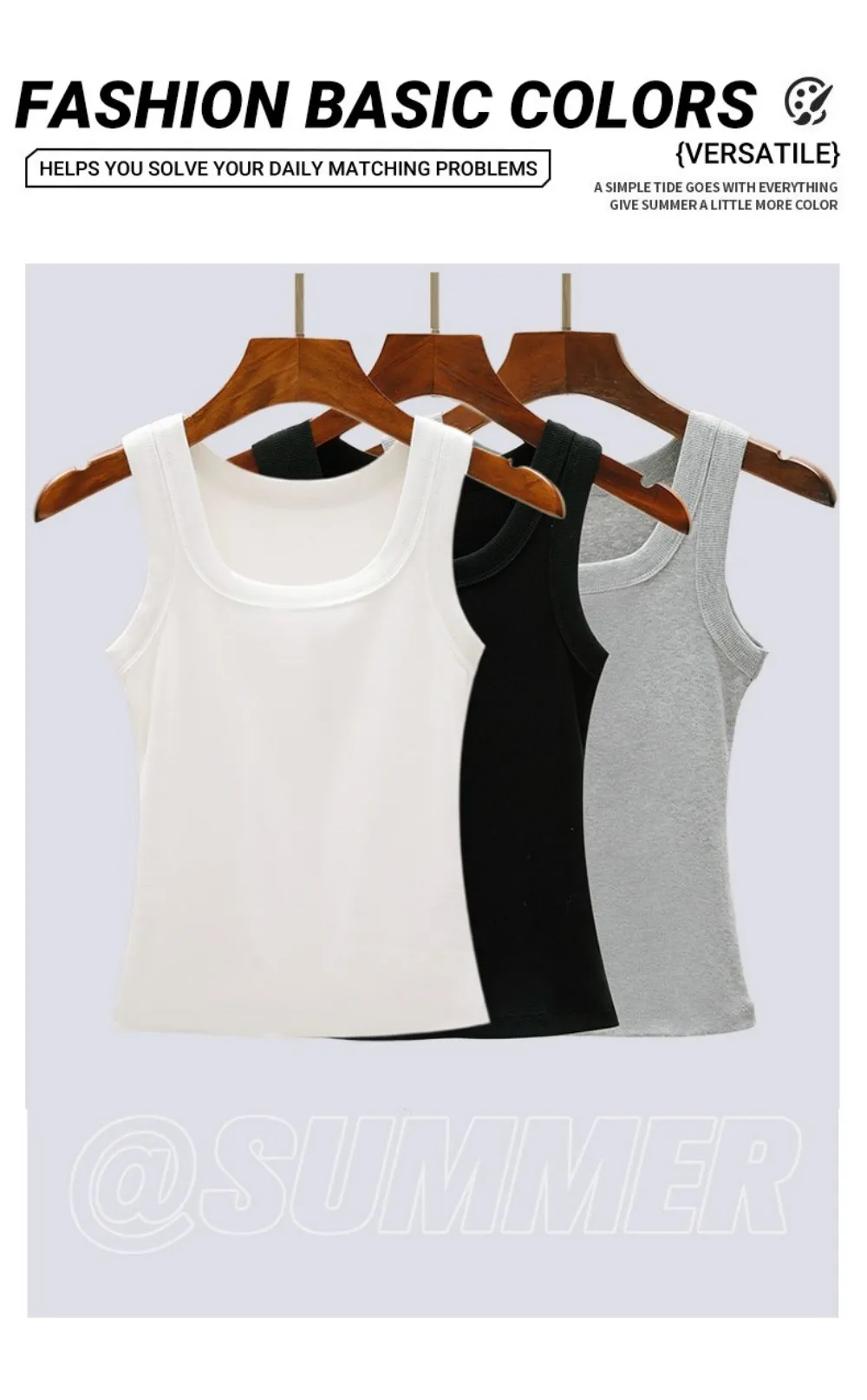 Camiseta sin mangas de algodón acanalado para mujer, cuello redondo, ajustada, suave, transpirable, informal, básica, para uso diario