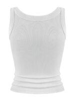 Camiseta sin mangas de algodón acanalado para mujer, cuello redondo, ajustada, suave, transpirable, informal, básica, para uso diario - Imagen 2