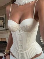 Camisola sin mangas con tirantes y espalda descubierta para mujer, estilo bandage, con diseño de espina de pescado, ajustada, de un solo pecho, color negro, elegante, para verano 2026 - Imagen 2