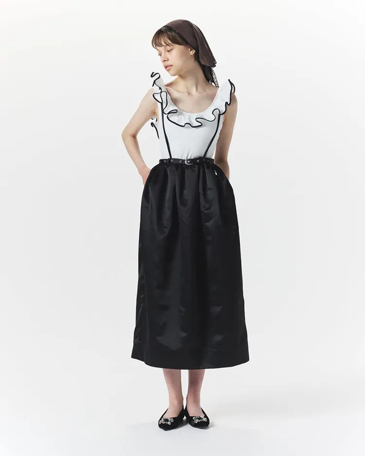 Camiseta sin mangas con cuello en U y volantes tridimensionales estilo japonés para mujer, ajustada, dulce y linda, para verano 2026