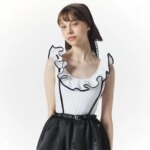 Camiseta sin mangas con cuello en U y volantes tridimensionales estilo japonés para mujer, ajustada, dulce y linda, para verano 2026 - Imagen 6