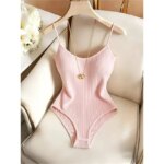 Body de punto sin mangas, sexy y ajustado, con hombros descubiertos y cuello halter, ideal para el verano, estilo casual y urbano, para mujer, ropa de club, monos.