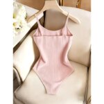 Body de punto sin mangas, sexy y ajustado, con hombros descubiertos y cuello halter, ideal para el verano, estilo casual y urbano, para mujer, ropa de club, monos. - Imagen 2