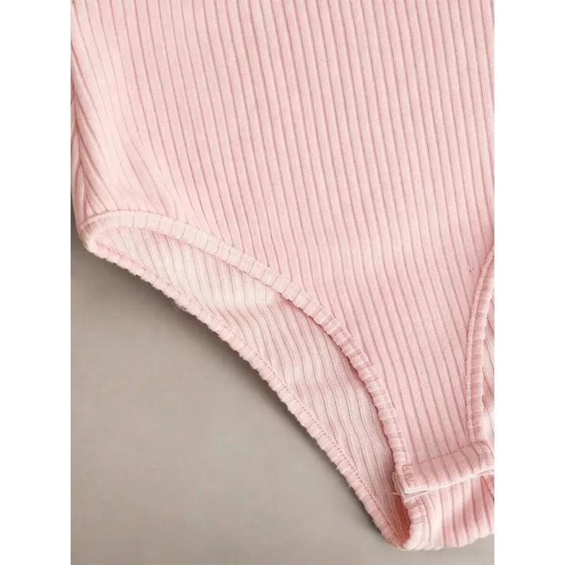 Body de punto sin mangas, sexy y ajustado, con hombros descubiertos y cuello halter, ideal para el verano, estilo casual y urbano, para mujer, ropa de club, monos.