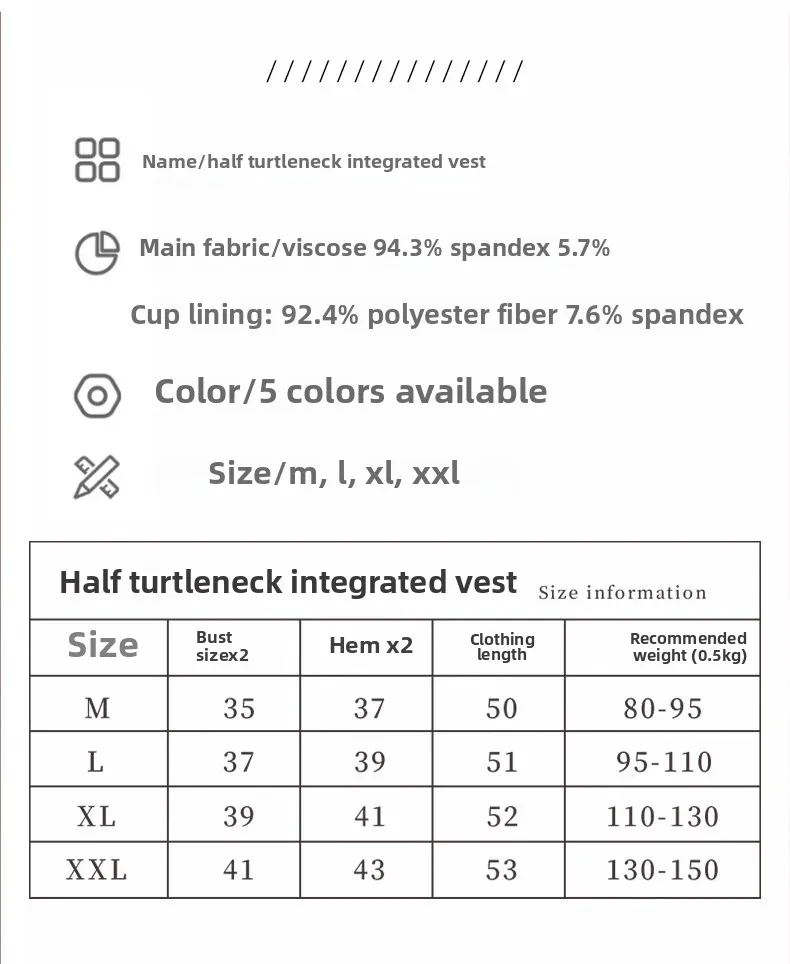 Chaleco sin mangas de cuello medio alto de una pieza para mujer, camisola con almohadilla para el pecho integrada, ropa interior, camiseta sin mangas para prendas de vestir exteriores