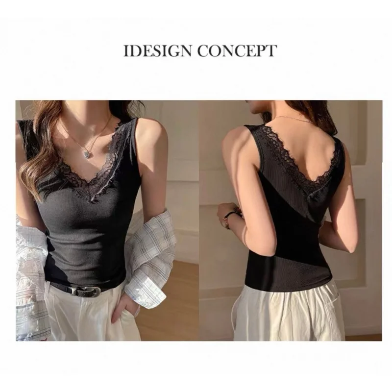 Top para mujer con encaje y escote en V