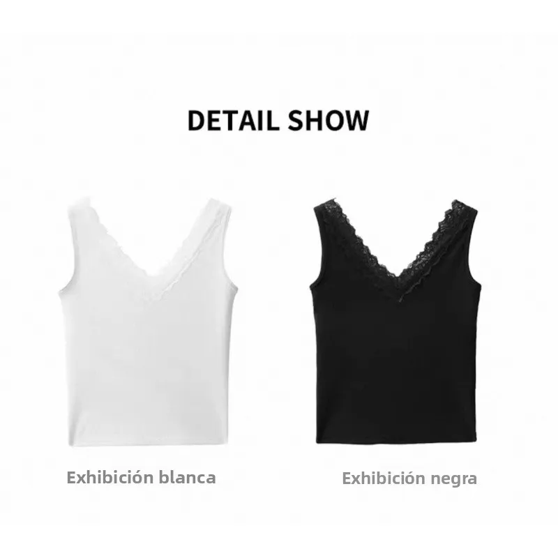 Top para mujer con encaje y escote en V