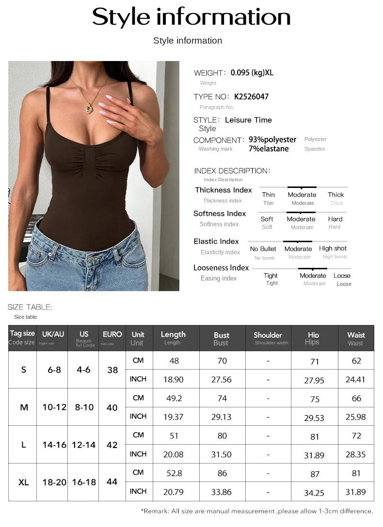 Body para mujer sin mangas y con tirantes finos