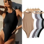 Tanga para mujer con cuello redondo y sin mangas