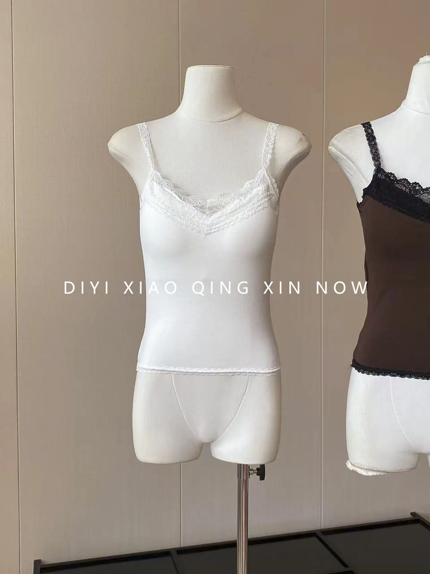DIYI - Top Corto de Encaje Floral con Tirantes de Estilo Coreano, Prenda Interior de Fibra de Poliéster para Mujer