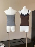 DIYI - Top Corto de Encaje Floral con Tirantes de Estilo Coreano, Prenda Interior de Fibra de Poliéster para Mujer - Imagen 4