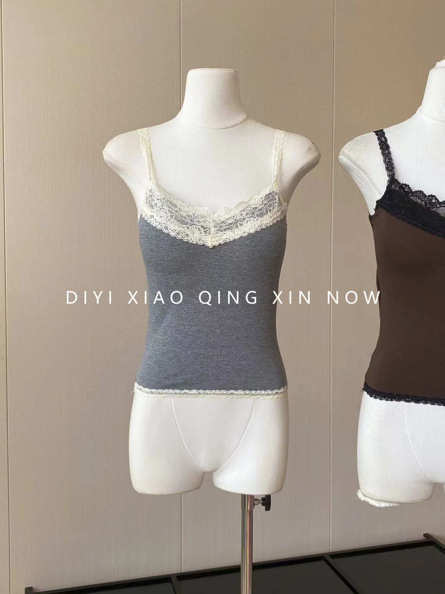 DIYI - Top Corto de Encaje Floral con Tirantes de Estilo Coreano, Prenda Interior de Fibra de Poliéster para Mujer