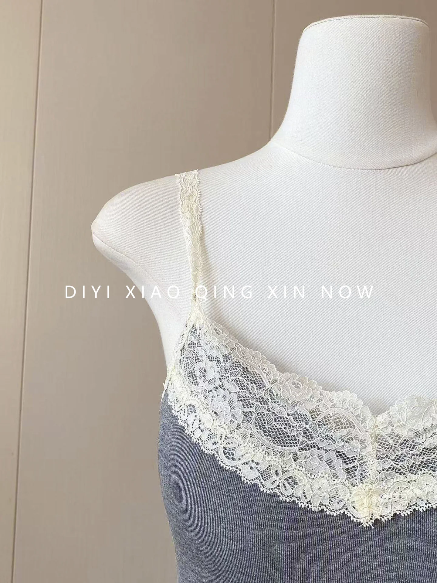 DIYI - Top Corto de Encaje Floral con Tirantes de Estilo Coreano, Prenda Interior de Fibra de Poliéster para Mujer