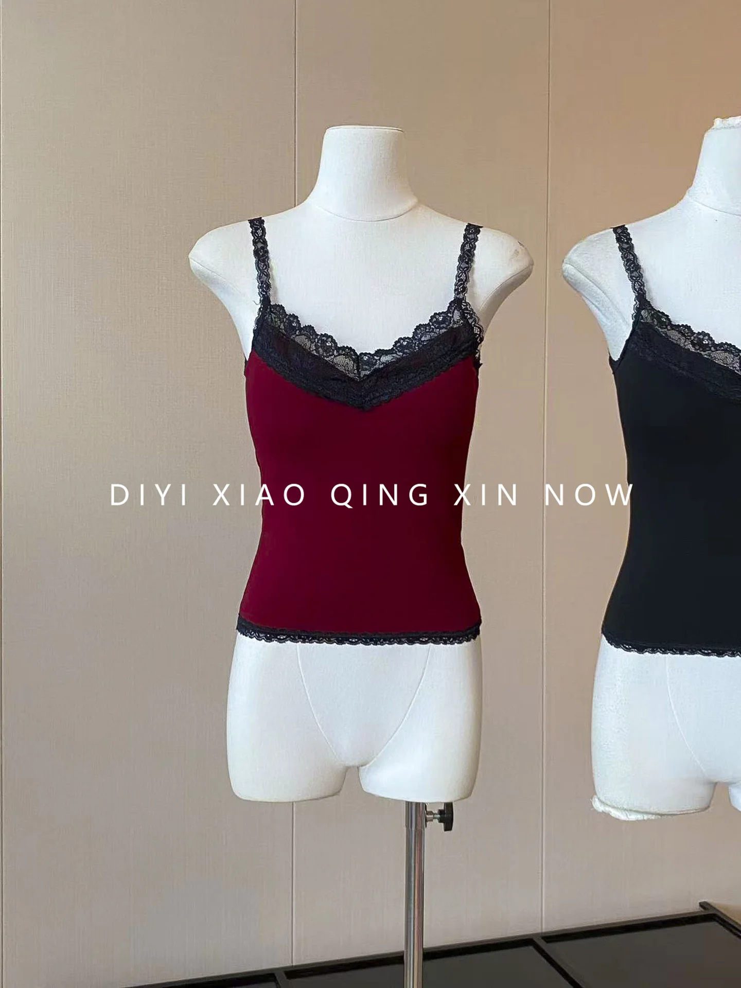 DIYI - Top Corto de Encaje Floral con Tirantes de Estilo Coreano, Prenda Interior de Fibra de Poliéster para Mujer