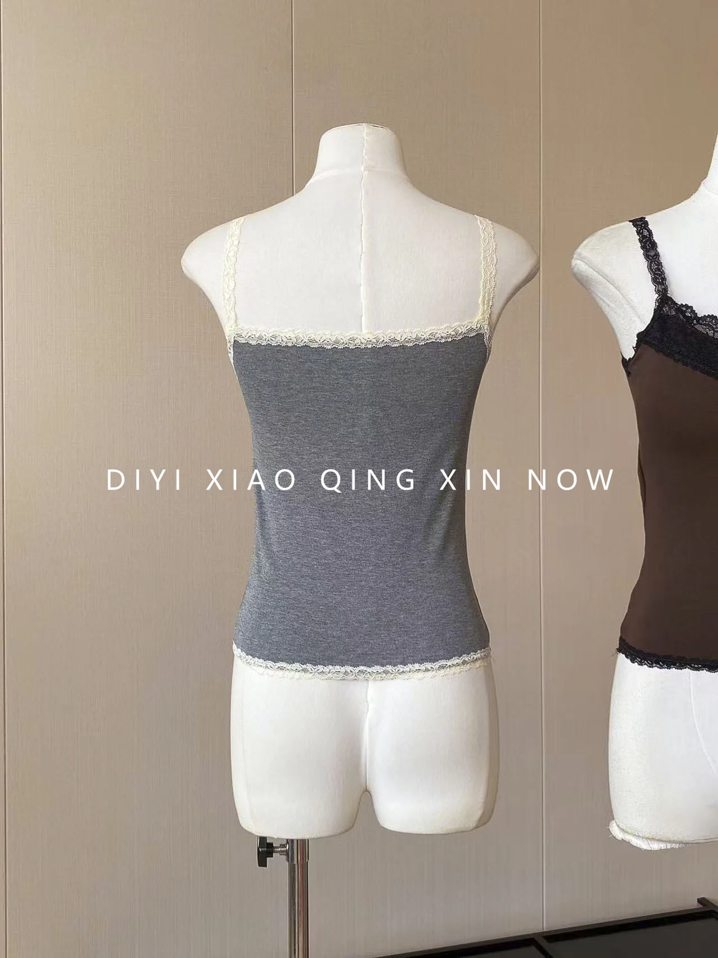 DIYI - Top Corto de Encaje Floral con Tirantes de Estilo Coreano, Prenda Interior de Fibra de Poliéster para Mujer