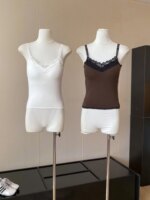 DIYI - Top Corto de Encaje Floral con Tirantes de Estilo Coreano, Prenda Interior de Fibra de Poliéster para Mujer - Imagen 3