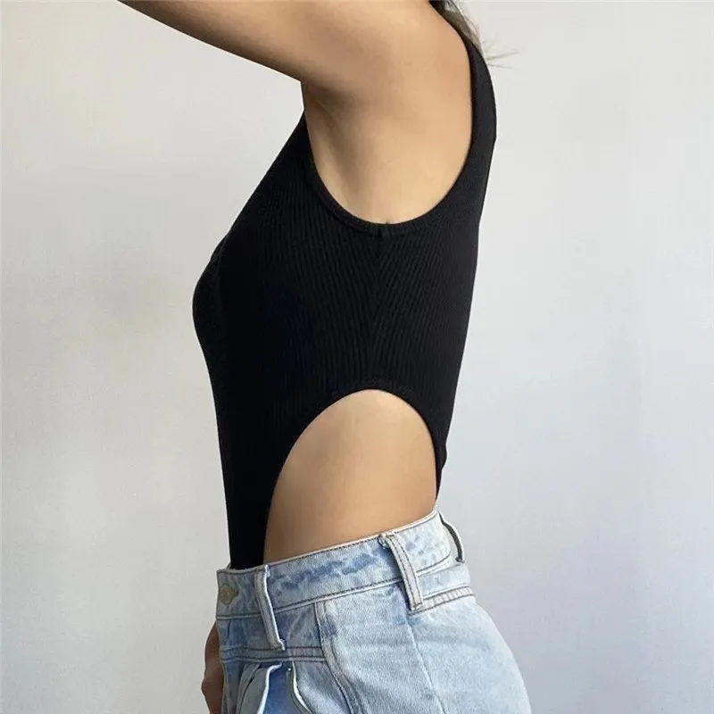Ropa de Mujer: Body de Punto Sin Mangas, Sexy, Ajustado, con Hombros Descubiertos, Estilo Halter, Casual, para Verano, Club y Uso Diario.