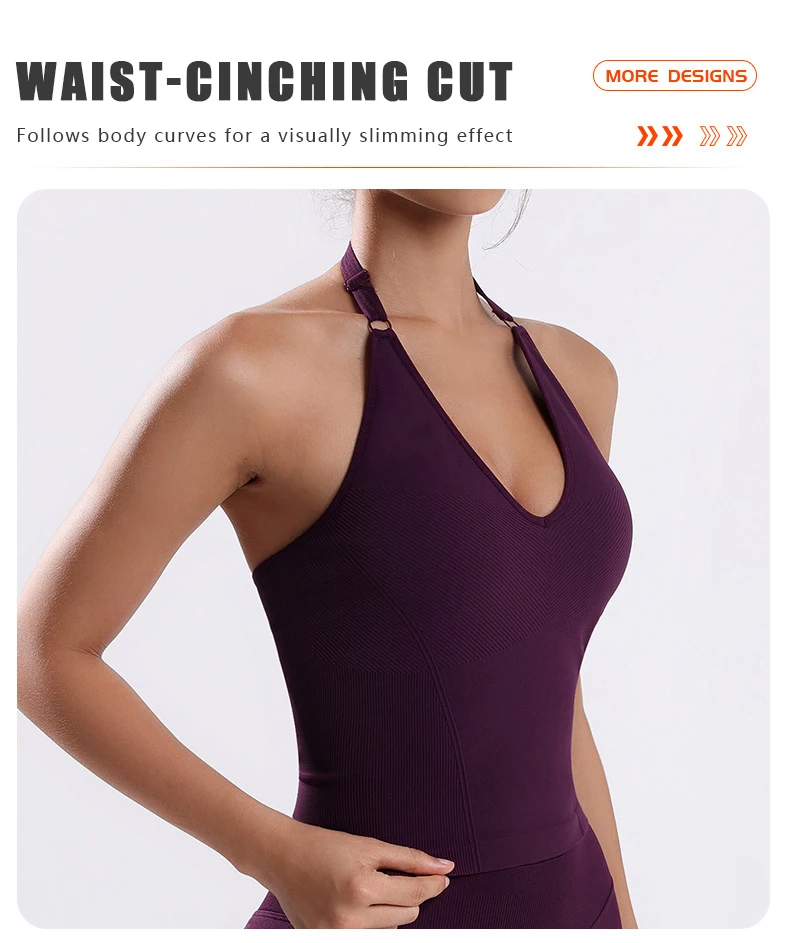 TRY TO BN Chaleco de yoga sin costuras con cuello halter y correas ajustables, ropa deportiva transpirable para correr, ropa deportiva para gimnasio, ropa para mujer TRY TO BN Chaleco de yoga sin costuras con cuello halter y correas ajustables, ropa deportiva transpirable para correr, ropa deportiva para gimnasio, ropa para mujer