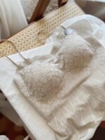 Top de encaje sexy con tirantes, bralette sin espalda, sujetador inalámbrico para mujer con almohadillas fijas, estilo sujeta... - Imagen 5