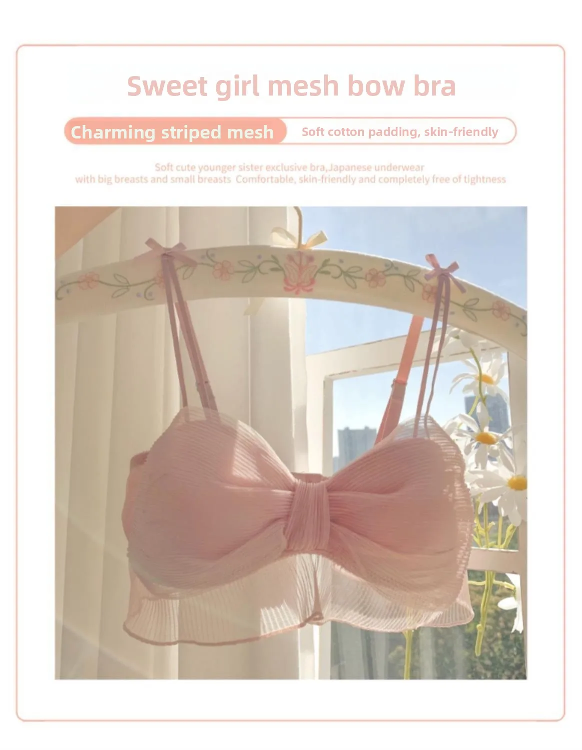 Conjunto de Lencería Sexy Pure Desire para Mujer, Cómodo, Delgado, Sin Aro, con Lazo de Mariposa, Sujetador con Efecto Push-U...