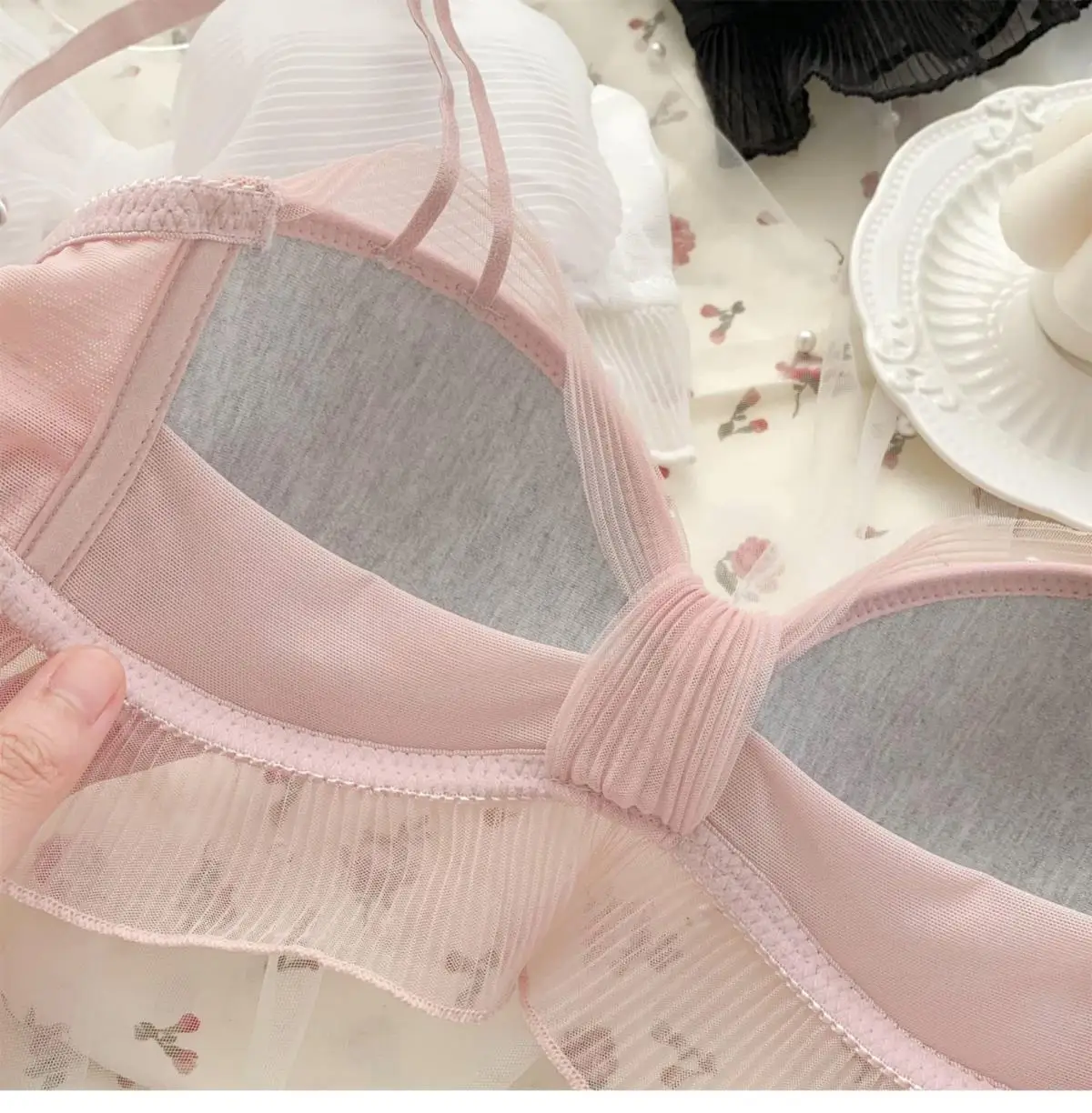 Conjunto de Lencería Sexy Pure Desire para Mujer, Cómodo, Delgado, Sin Aro, con Lazo de Mariposa, Sujetador con Efecto Push-U...
