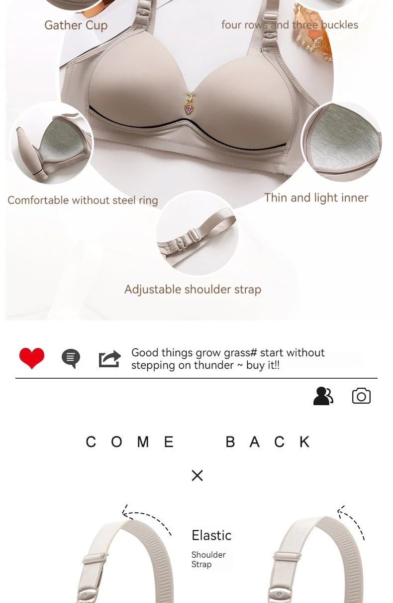 Sujetador con cierre Sexy para mujer, sujetador de sujeción frontal, sujetadores inalámbricos para mujer, lencería push-up de talla grande, sin anillo de acero, 6 uds. Sujetador con cierre Sexy para mujer, sujetador de sujeción frontal, sujetadores inalámbricos para mujer, lencería push-up de talla grande, sin anillo de acero, 6 uds.