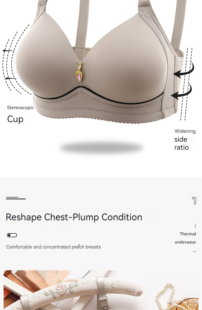 Sujetador con cierre Sexy para mujer, sujetador de sujeción frontal, sujetadores inalámbricos para mujer, lencería push-up de talla grande, sin anillo de acero, 6 uds. Sujetador con cierre Sexy para mujer, sujetador de sujeción frontal, sujetadores inalámbricos para mujer, lencería push-up de talla grande, sin anillo de acero, 6 uds.