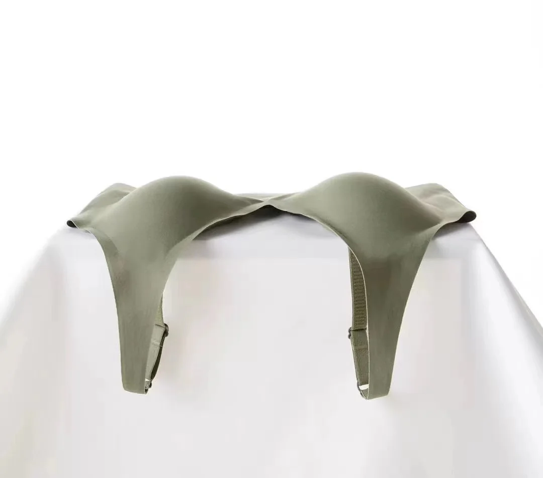 Ropa interior francesa con escote en V profundo para mujer, soporte suave, pegamento de gelatina, sin anillo de acero, pecho pequeño recogido, ajuste cómodo, sujetador sin costuras