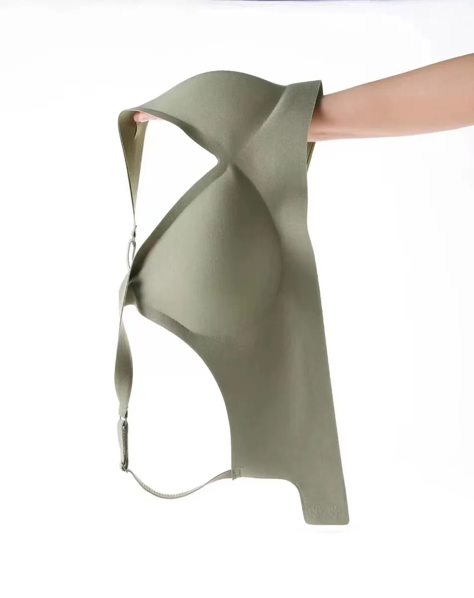 Ropa interior francesa con escote en V profundo para mujer, soporte suave, pegamento de gelatina, sin anillo de acero, pecho pequeño recogido, ajuste cómodo, sujetador sin costuras