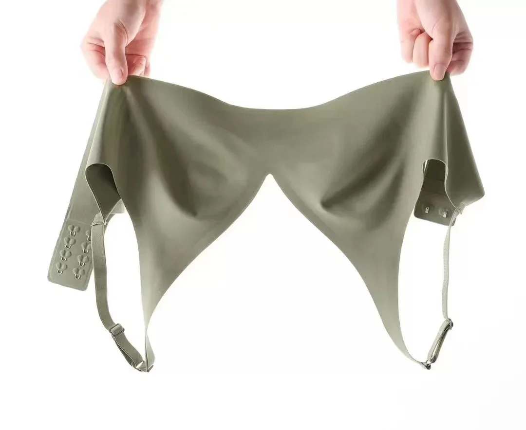 Ropa interior francesa con escote en V profundo para mujer, soporte suave, pegamento de gelatina, sin anillo de acero, pecho pequeño recogido, ajuste cómodo, sujetador sin costuras