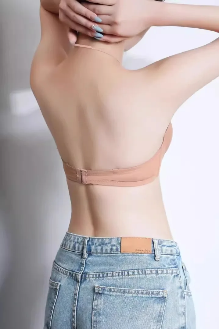 Sujetador de nailon liso y sexy para mujer, estilo halter, con efecto push-up, espalda hermosa, reducción auxiliar de pecho, ...