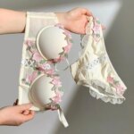 Nuevo sujetador push-up con bordado Floral dulce de encaje Sexy Retro francés