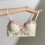 Nuevo sujetador push-up con bordado Floral dulce de encaje Sexy Retro francés - Imagen 2