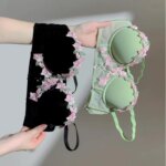 Nuevo sujetador push-up con bordado Floral dulce de encaje Sexy Retro francés - Imagen 3