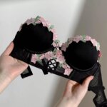 Nuevo sujetador push-up con bordado Floral dulce de encaje Sexy Retro francés - Imagen 4